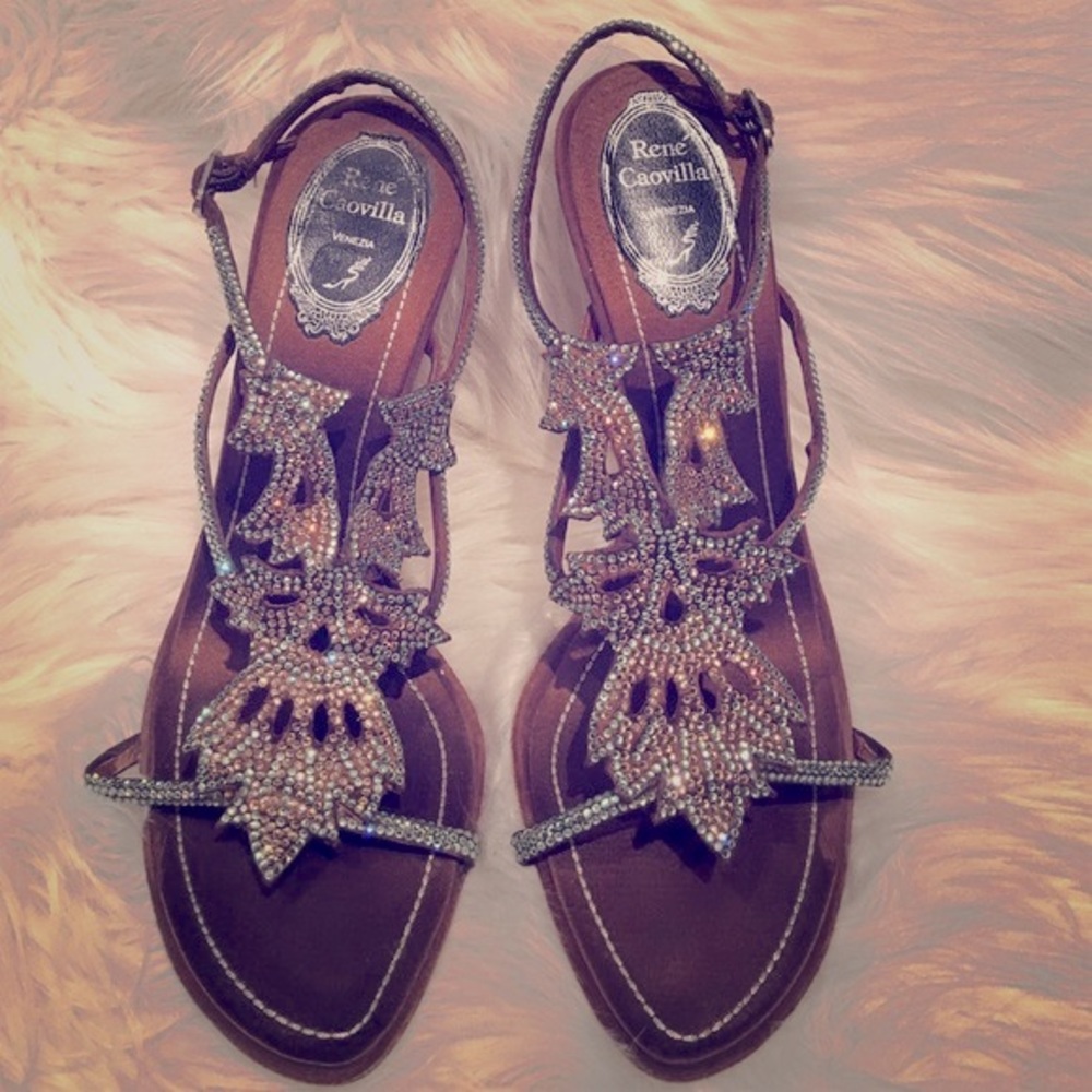 Rene Caovilla Swarvoski crystal evening heels